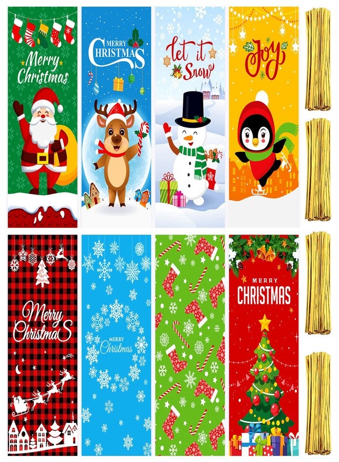 Hotop 160 Pcs Christmas Cellophane Treat Bags with 200 Twist Tie Christmas Goody Bags Holiday Treat Bags Christmas Treat Bags for Party Favors Treats Candy Gifts Holiday Christmas Goodie Bags - Image 1